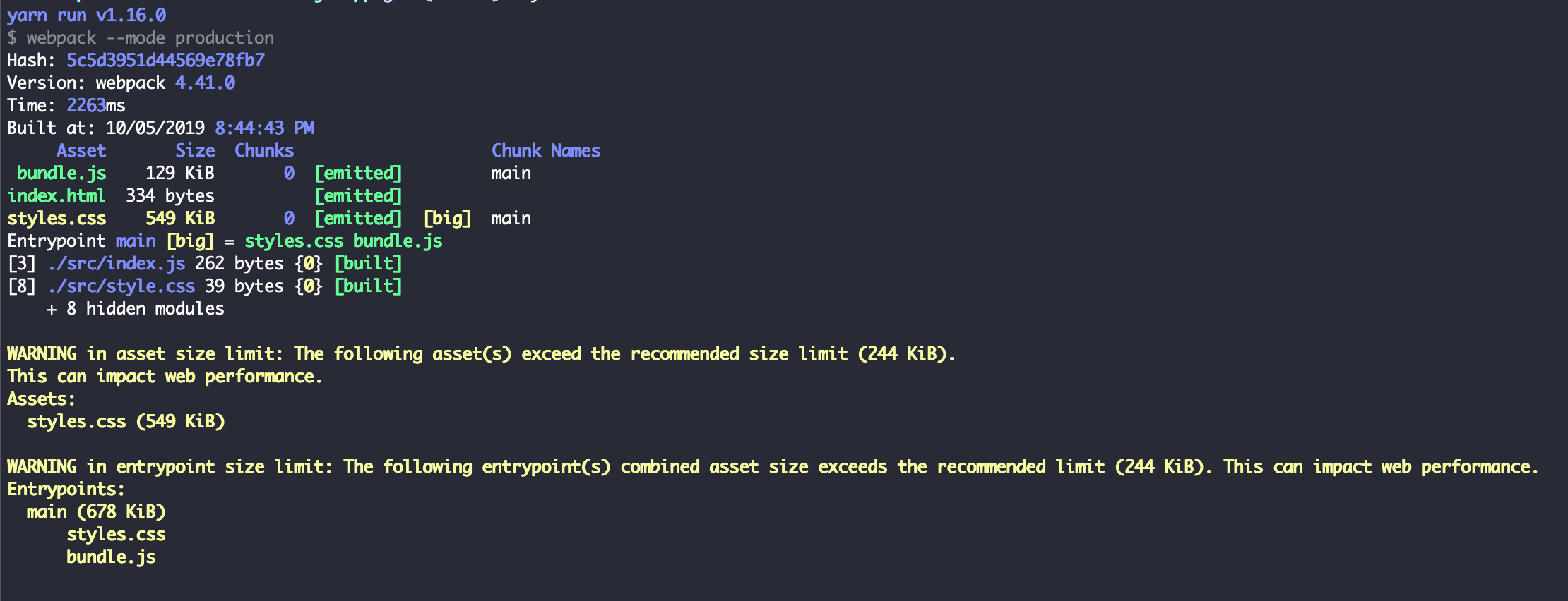 Bundle Size Before Adding PurgeCSS